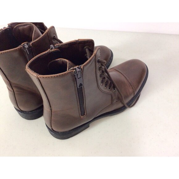 Unlisted by Kenneth Cole Brown Lace Up Zip Boots Mens 7.5 New - Picture 3 of 7